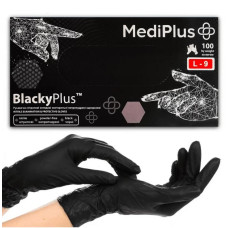 Рукавиці L "MediPlus" чорні, нітрілові, нестерильні, неприпудрені, 50 пар