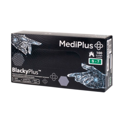 Рукавиці S "MediPlus" чорні, нітрілові, нестерильні, неприпудрені, 50 пар