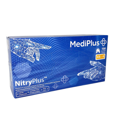 Рукавиці XS "MediPlus" сині, нітрилові 50 пар