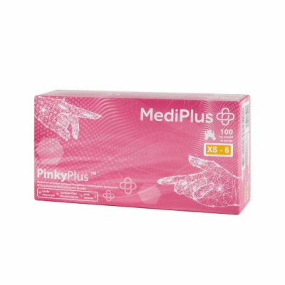 Рукавиці XS "MediPlus" рожеві, нітрілові, нестерильні, неприпудрені, 50 пар