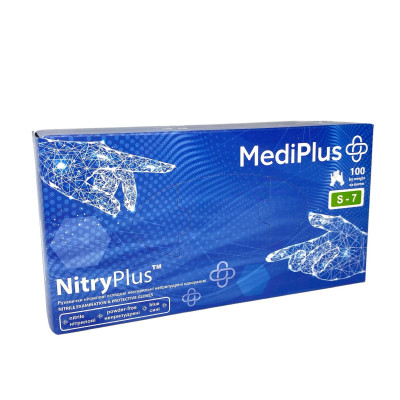 Рукавиці S "MediPlus" сині, нітрилові 50 пар